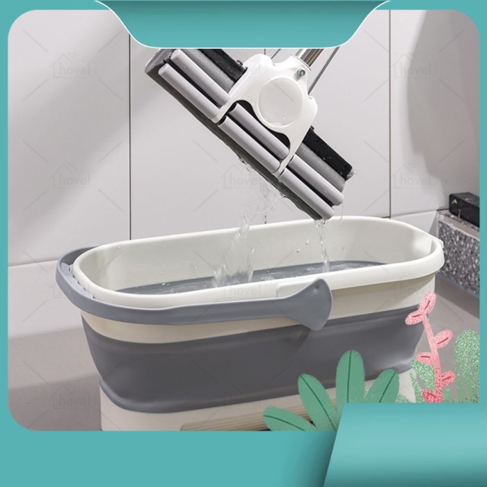 BEAR  Baskom Ember Plastik Lipat Tempat Cuci Alat Pel Lantai Portable Silikon Oval Persegi Panjang -