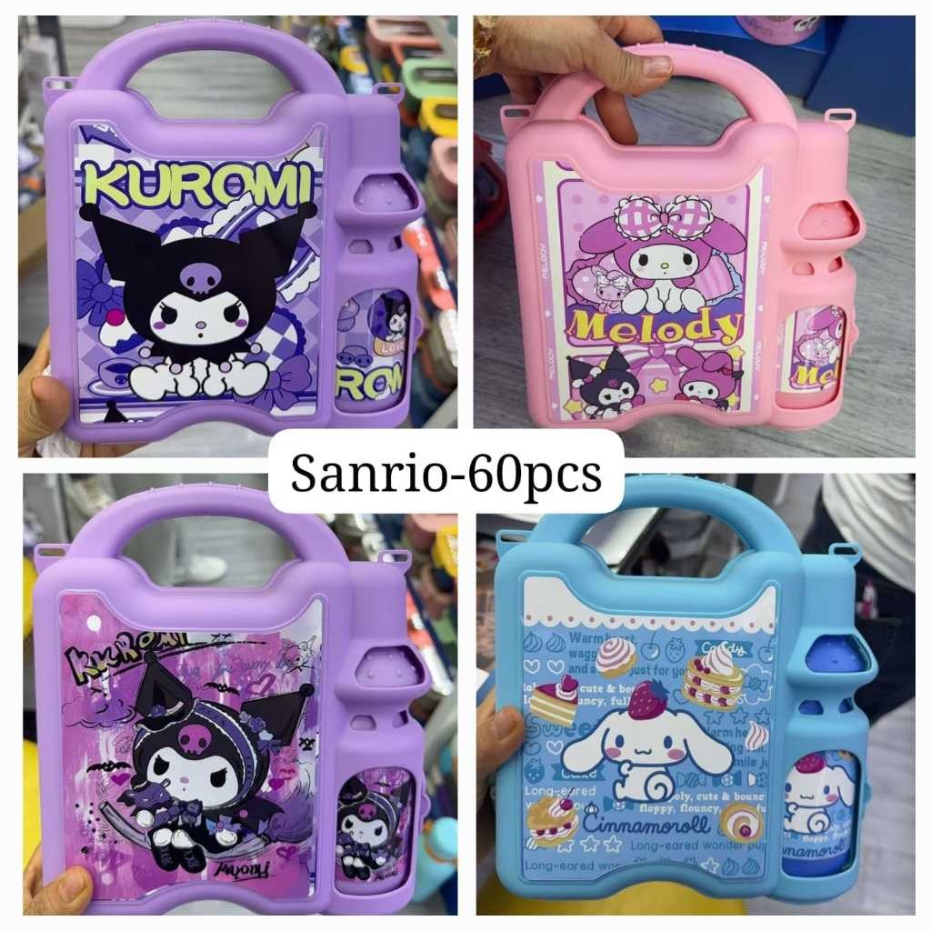(SR) Kotak Makan Lunch Box Set Botol Minum Karakter Sanrio dan Labubu Lucu