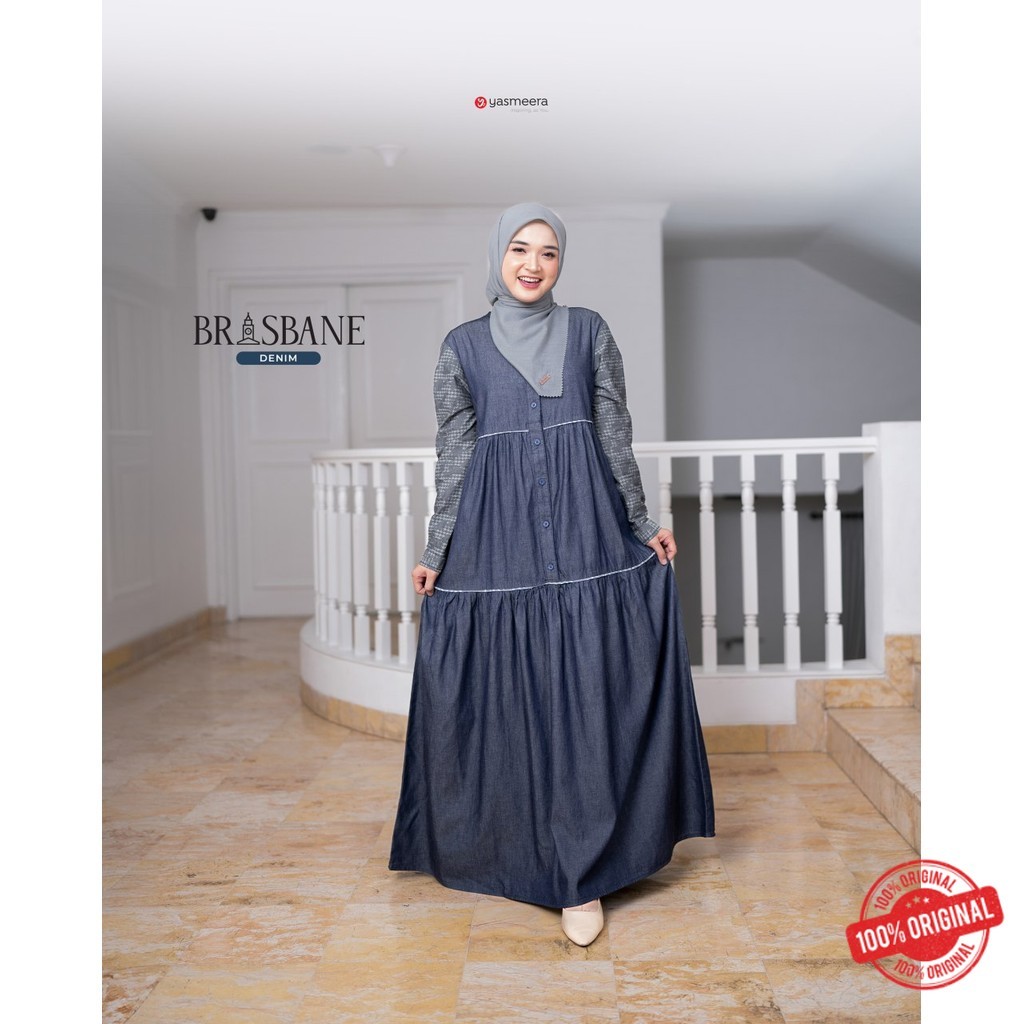 Yasmeera Couple Series | Gamis Brisbane Dewasa Casual Warna Denim