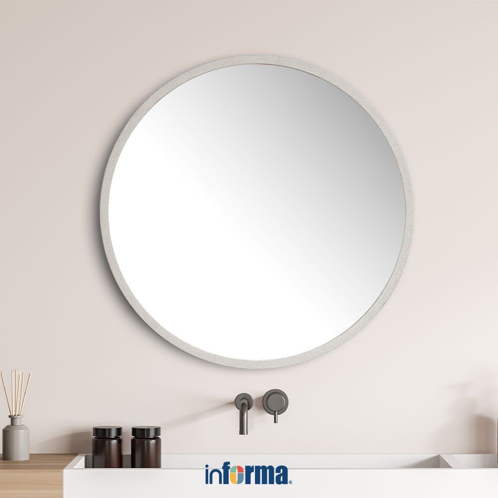 Informa Cermin Dinding Dekorasi Plastik & MDF Round 55x4x55 cm - Putih Cermin Hias Cermin Gantung Wa