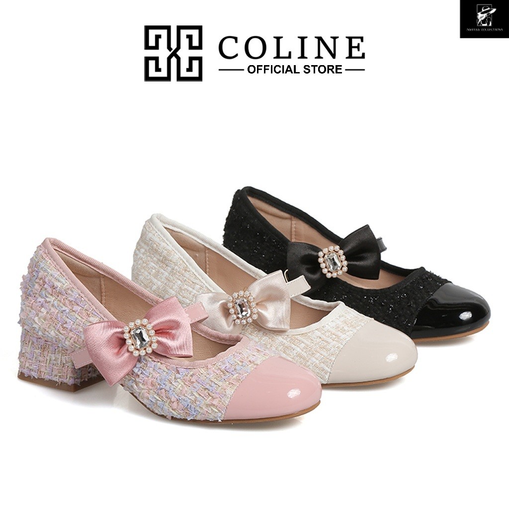 COLINE CLN-2851 Tweed Hak Tahu Wanita / High Heels Tweed #C1238