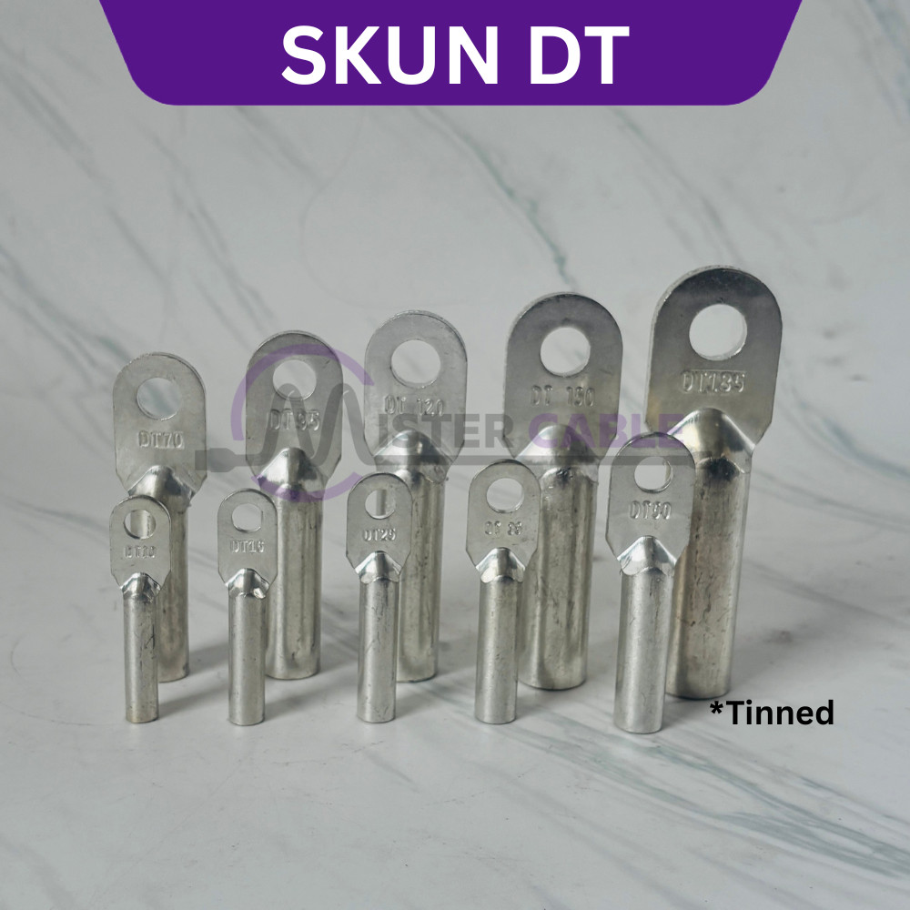 Skun DT Tembaga Tinned Konektor Kabel Listrik Cable Lugs Scun Copper 10 16 25 35 50 70 95