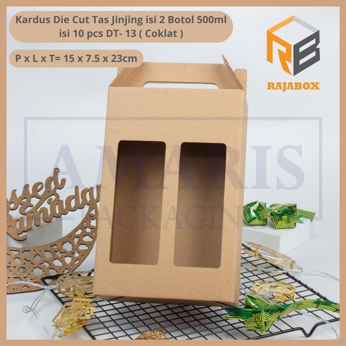 

76_cm Kardus Die Cut Tas Jinjing Isi 2 Botol 500 ml Isi 10 Pcs DT-13 - COKLAT