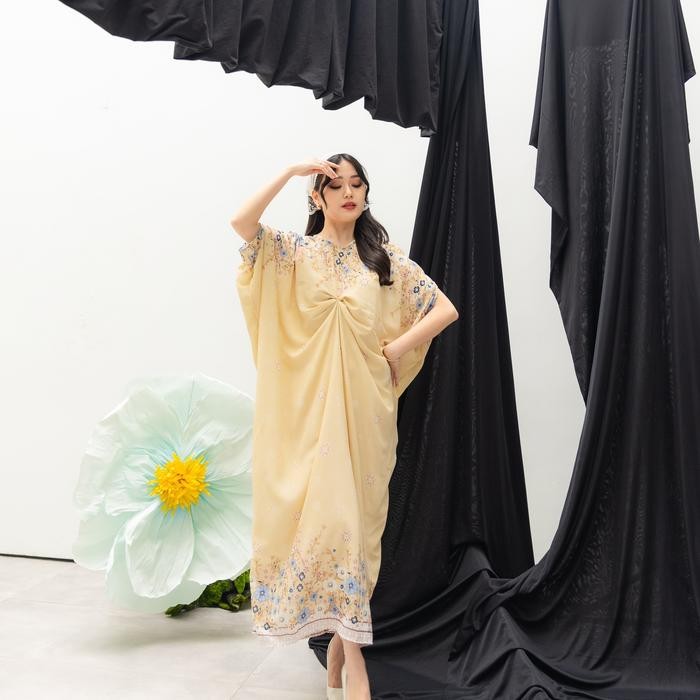 "VN.KIA" - TERBARU "VN.KIA" - DISKON Kaftan putih katun rayon motif modern / abaya wanita warna past