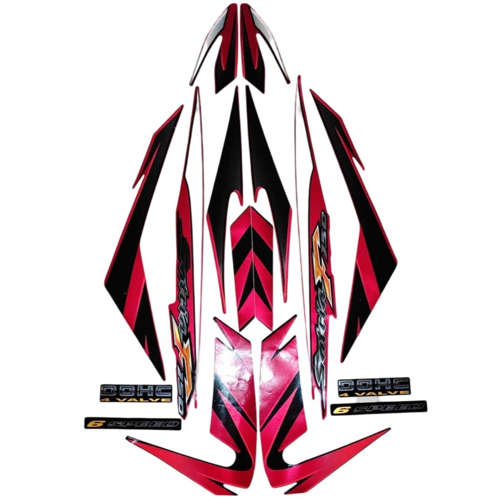 Stiker Striping Motor Suzuki Satria FU F 150 Thailand 2007-2008 Hitam Merah Full Body - Motorcycle