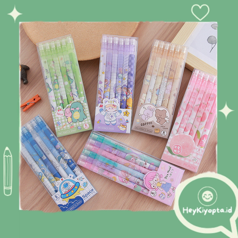 

1 SET 6PCS PENSIL MEKANIK 0.5 MM MOTIF KARTUN LUCU / PENSIL MEKANIK 0.5 MM MOTIF LUCU IMUT PGS