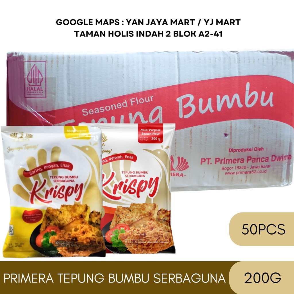 

Primera Tepung Krispy / Tepung Bumbu Serbaguna / Crispy / Krispi Kemasan 200G/1KARTON/50PACK