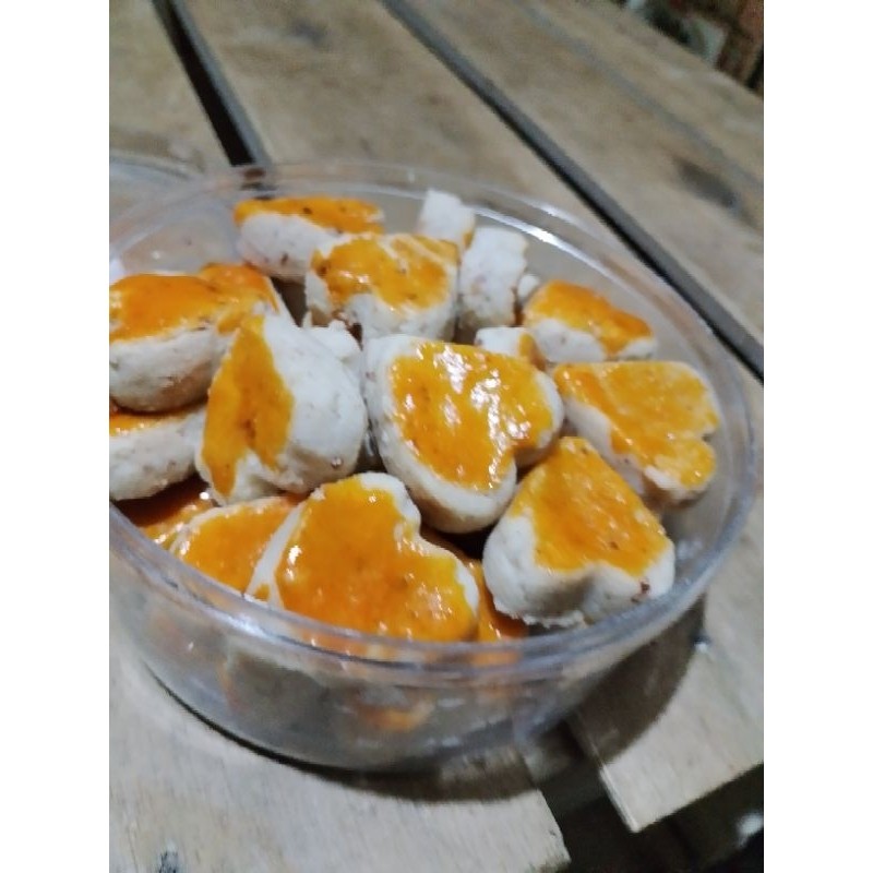 

500grm kueh kacang toples bening bentuk love manis cocok untuk sajian