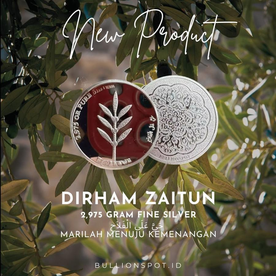 LOGAM MULIA KOIN PERAK 1 DIRHAM ZAITUN 2,975 GRAM BULLIONSPOT MEDAL FINE SILVER COIN (RD)