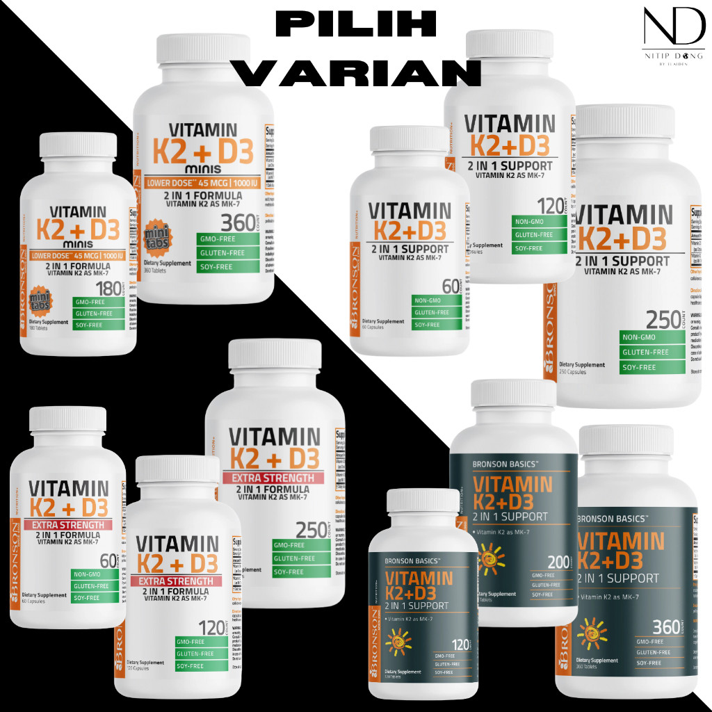 Bronson Vitamin D3 K2 (Vitamin K2 as MK-7) 1000IU / 5000IU / 10,000IU