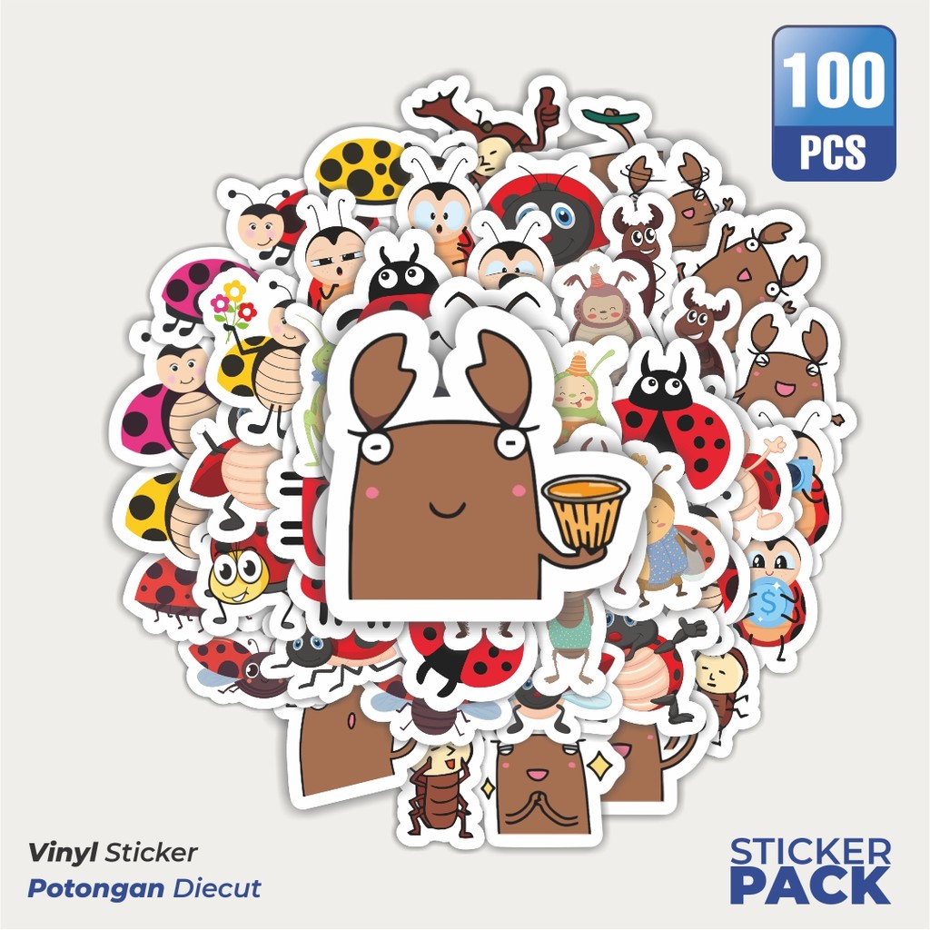 

Stiker Vinyl Hewan Kumbang Sticker Waterproof Aesthetic- Untuk Laptop, Motor, dan Helm - Paper Stationery Pack