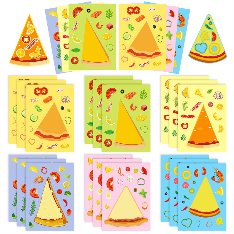 

Children DIY Pizza Stickers Classic Toys Make Your Own Pizza Clings Puzzle Stickers Decoration Crafts for Kids Birthday Party