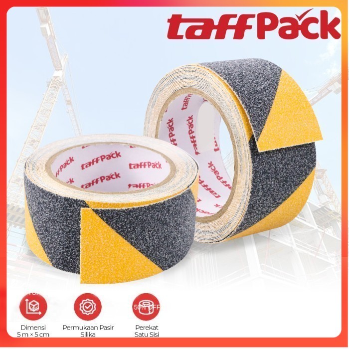 

Lakban Tape Safety Grip Anti Slip Kuat Traction 5m x 5cm - Black/Yellow, 5m x 2.5cm