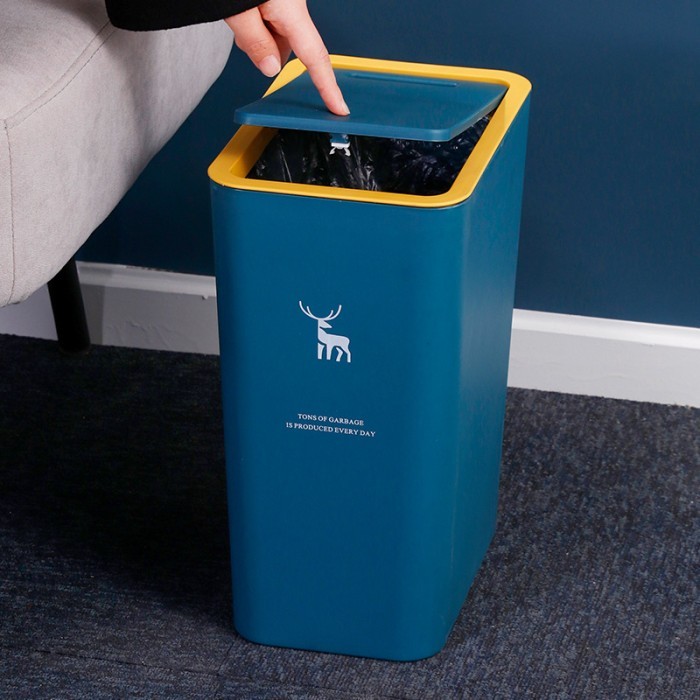 MRJ Tempat Sampah Ruangan Tempat Sampah Plastik Ukuran Besar Tutup Otomatis - HIJAU KECIL