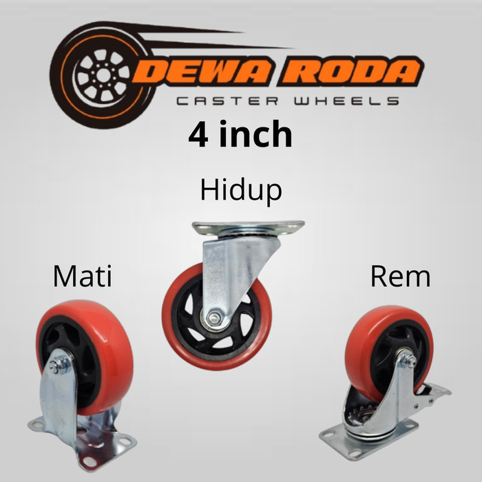 Roda Troli 4 Inch PU Medium Duty