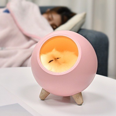 Lampu tidur Speaker Bluetooth Model Kucing Lucu / Little Pet House - Pink
