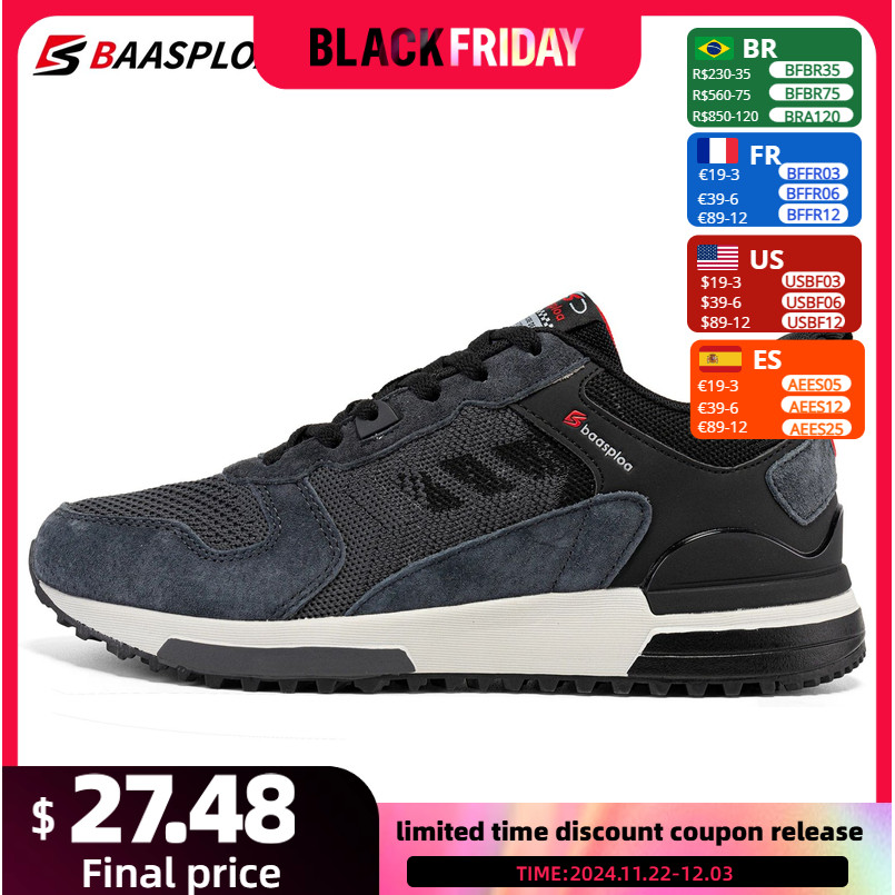 Baasploa Men's Walking Shoes Casual Breathable Sneakers Laceup Comfortable Sport Shoes NonSlip WearR