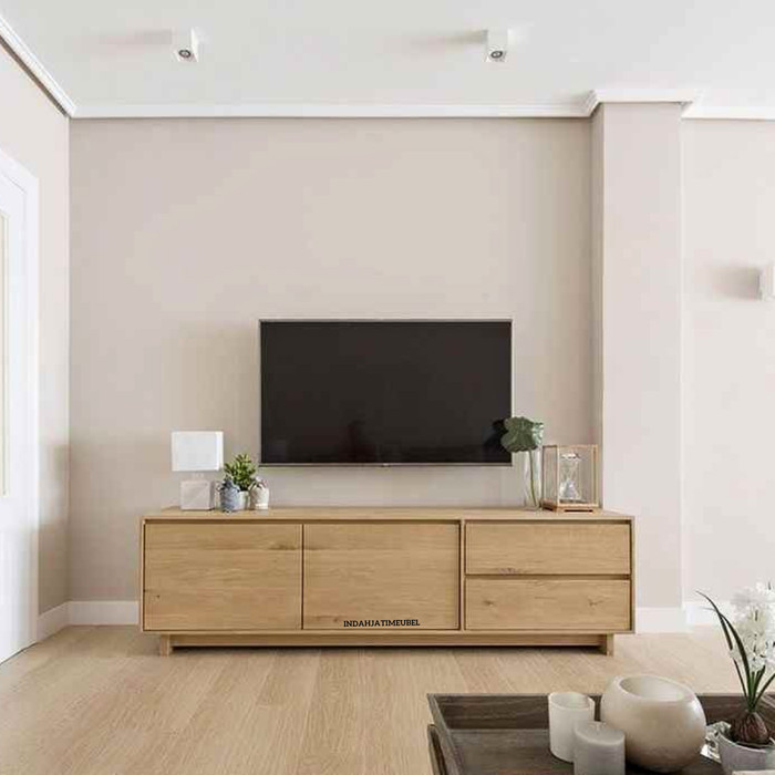 BUFET MEJA TV MINIMALIS KAYU  JATI SOLID SIMPLE ELEGANT