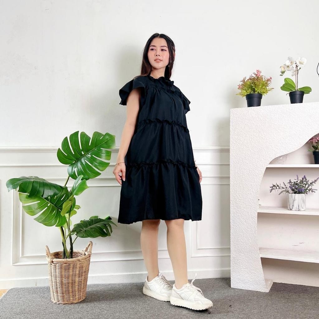 CASHA - ZEC Dress MIRA DOLLY RUFFLE Midi Top / Dress Rampel / OOTD Midi Dress Ruffle Trendy / Rample