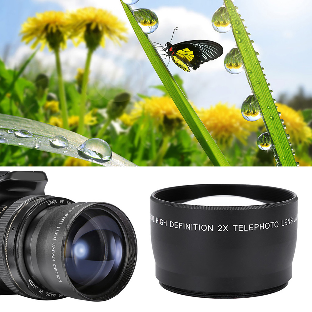 2X Telephoto Lens 58MM 2X Magnification Universal Teleconverter Telephoto Lens for Cameras Accessory