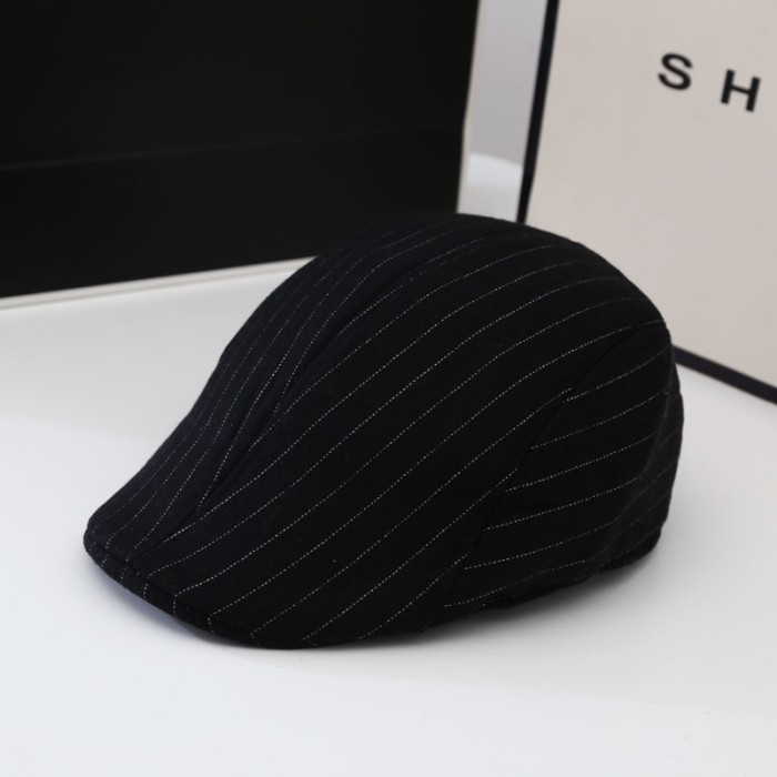 Topi Vintage Peaky Blinders Topi Baret Newsboy Topi Pelukis Flat Cap - Hitam Kotak