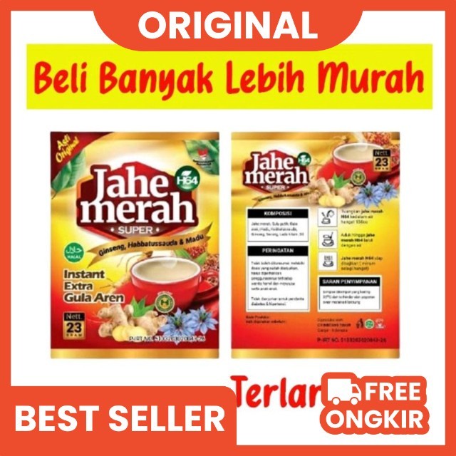 

1 Renceng Jahe merah H64 plus ginseng, habbatussauda dan madu extra gula aren