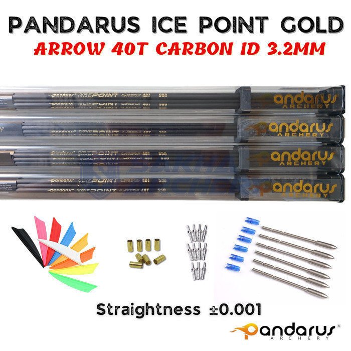 ✨TERLARIS  -Arrow Pandarus Ice Point Gold Straightness 0.001 Anak Panah 40T Carbon - Tanpa Vanes