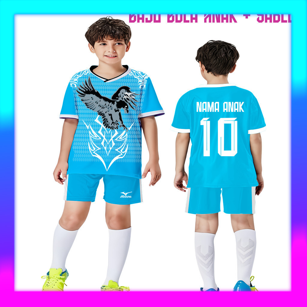Baju Jersey bola futsal voli badminton GRATIS SABLON Nama + Nomor kaos putsal Custom Anak Laki Laki 