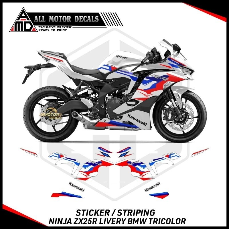 STRIPING ZX25R LIVERY BMW TRICOLOR / STIKER NINJA ZX-25R / DECAL KAWASAKI NINJA ZX25RR