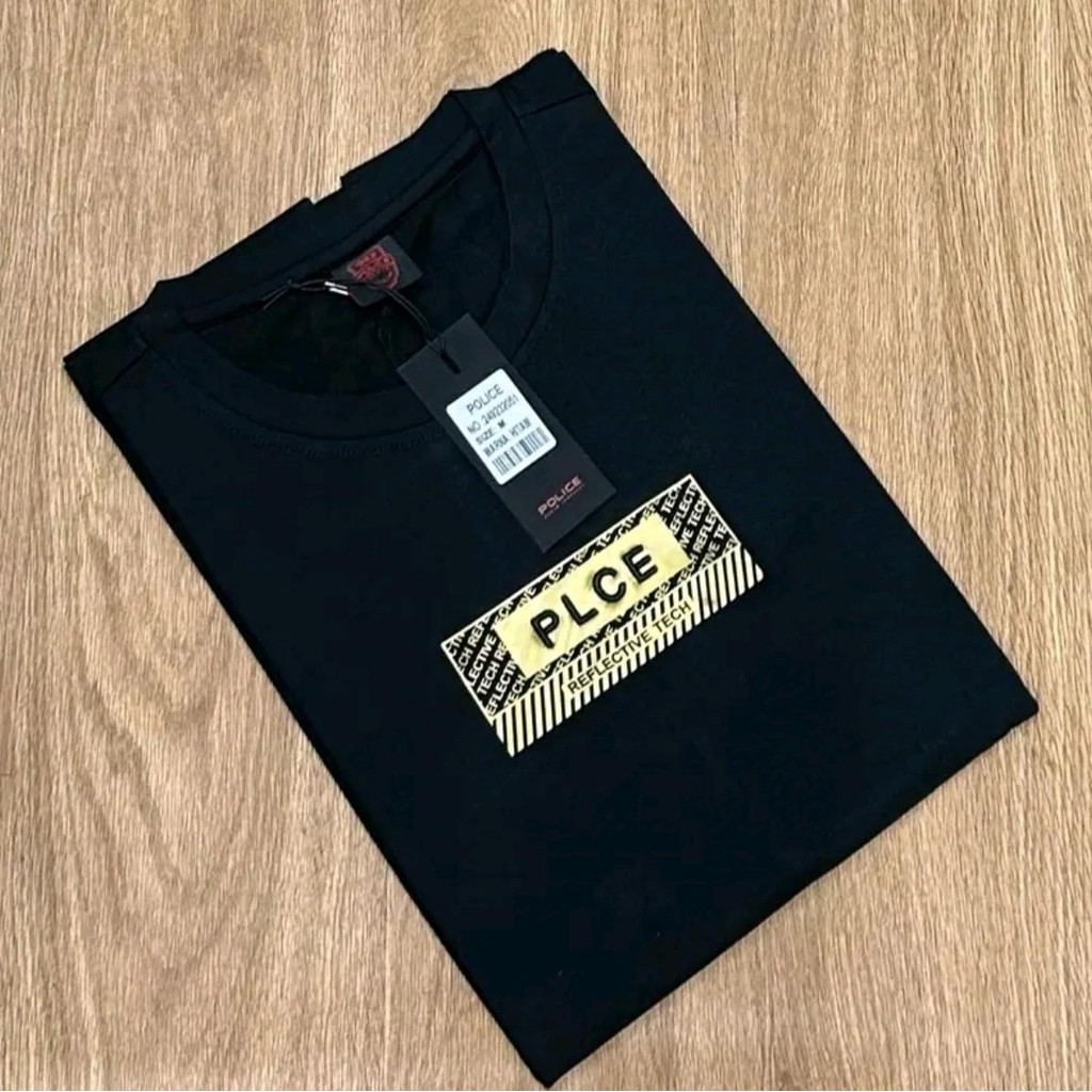 Baju Kaos Police & Hugo spandex fit Original 100% Pria Distro Baju Oblong Tshirt Hitam
