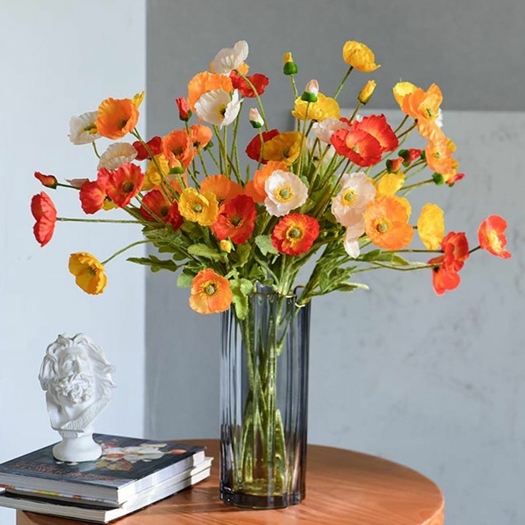 

4 Head Artificial Flowers Bouquet Poppy Fake Flowers For Home Decor Garden Party Wedding Decoration Diy Accessories
