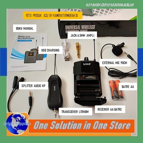 Microphone Mic DUAL Clip On Wireless UHF Zoom Live Vlogger HP DSLR