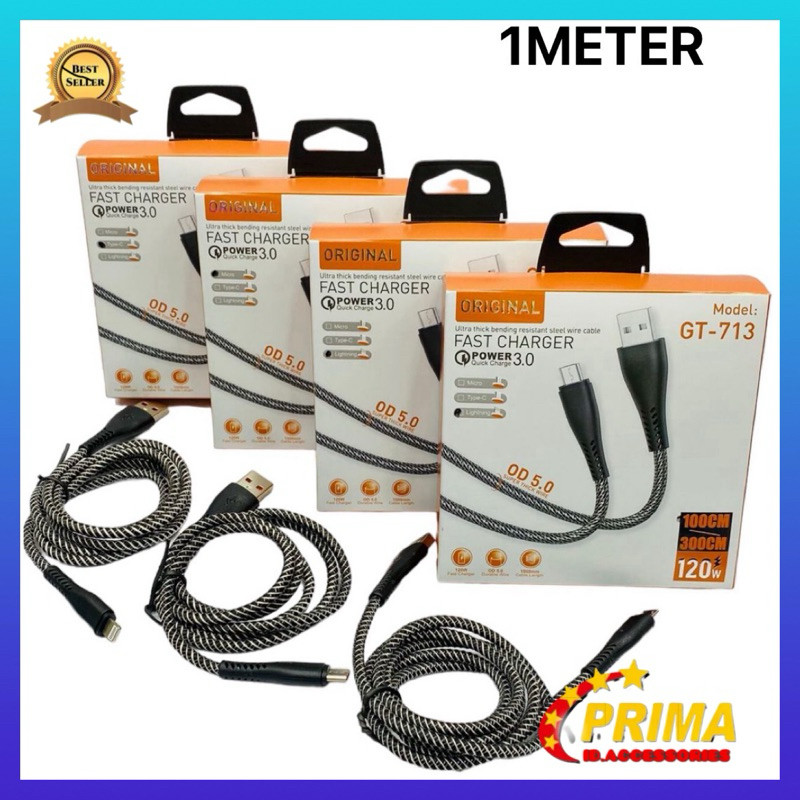 GT-713 120W  kabel data type c fast charging / Kabel Data Fat Charging USB to Type C Type C /IPH 6 A