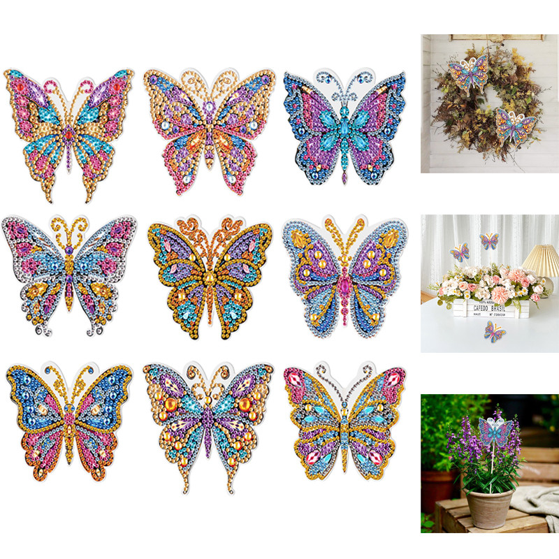 

Special Shape Colorful Butterfly DIY Diamond Paintings Stick Yard Decor Garden Stake Diamond Art Craft Kits Craft Supplies