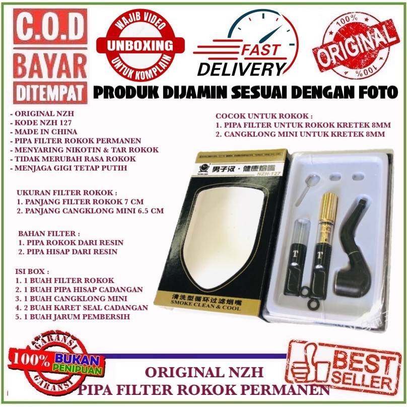 PIPA FILTER SARINGAN ASAP PERMANEN DENGAN CANGKLONG MINI NZH127 KHUSUS UKURAN 8MM