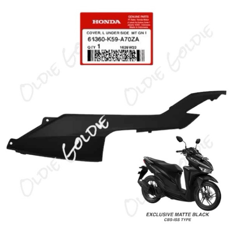 64360-K59-A70ZA Cover Dek Lantai Kiri Vario 150 LED 2018 - 2021 Hitam