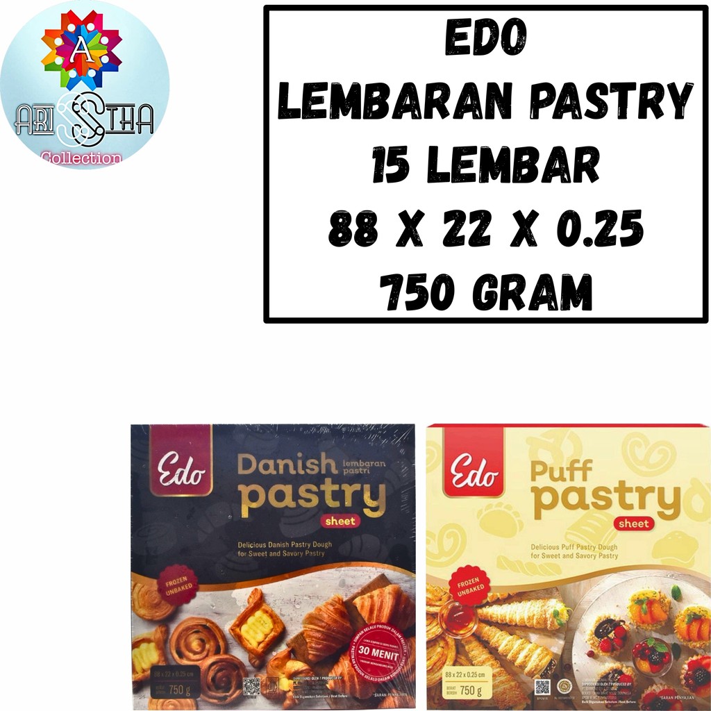 

Edo Lembaran Pastry Danish Puff 15 Lembar 750 Gram