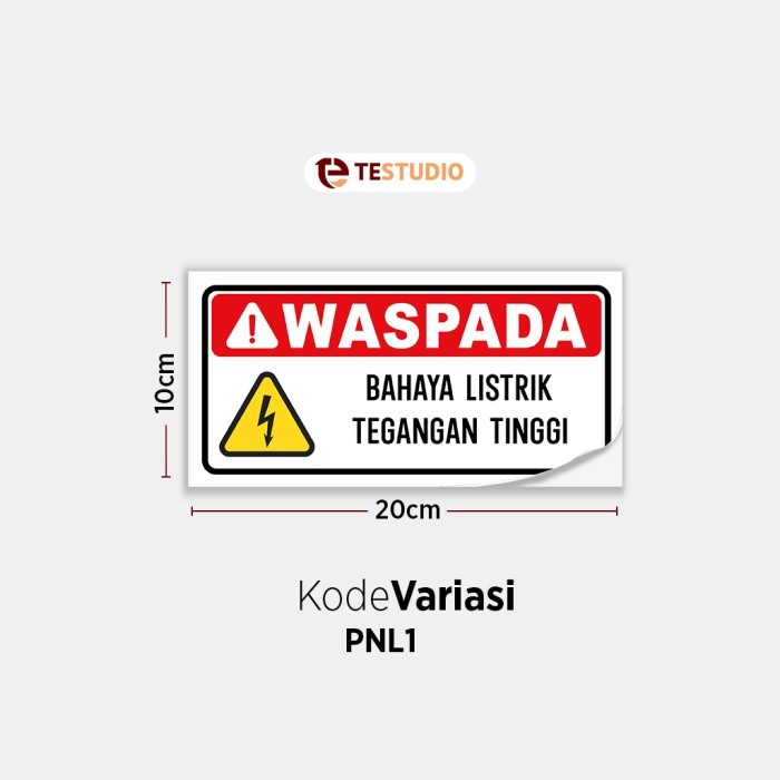 Stiker Label K3 Safety Peringatan Bahaya Listrik Bertegangan Tinggi - Sticker Waspada Listrik Tegang