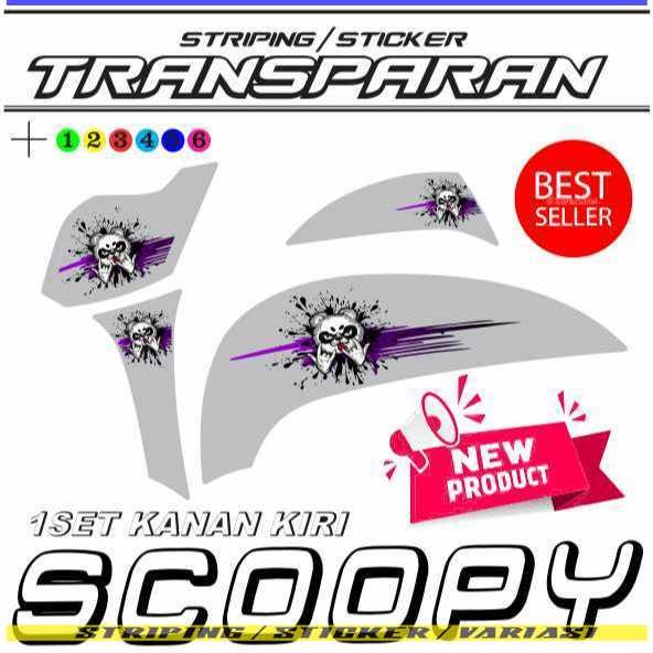 STICKER STRIPING TRANSPARAN MOTOR HONDA ALL SCOPY MOTIF BARU PANDA SIMPLE KEREN MOTIF A2 STRIPING VA