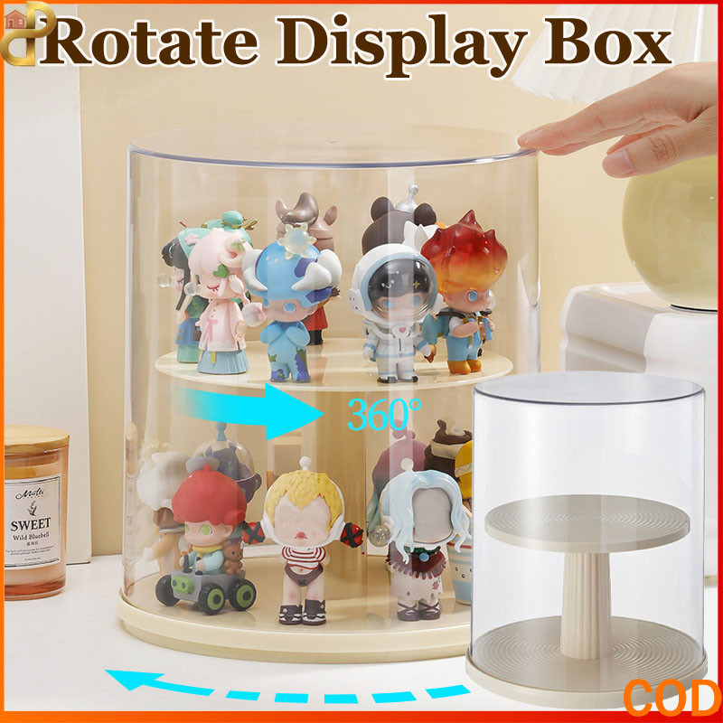 Rak Pajangan Akrilik Transparan Rotate Display Box Acrylic Kotak Display Putar Blind Box 360 Rotate 