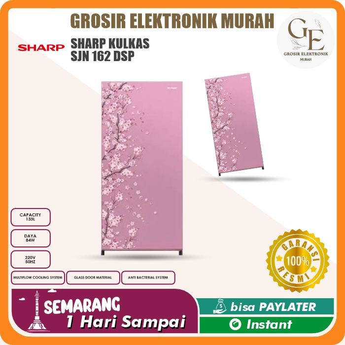 KULKAS 1 PINTU SHARP SJ-N162D-SB SJ-N162D-SP SJ X 162D 133 LITER SAKURA SERIES BERGARANSI