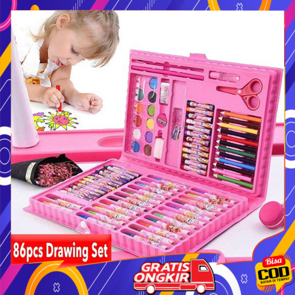 

COD Crayon Warna Anak Set 86 Pcs / Krayon Mewarnai Anak 86 Pcs STY03