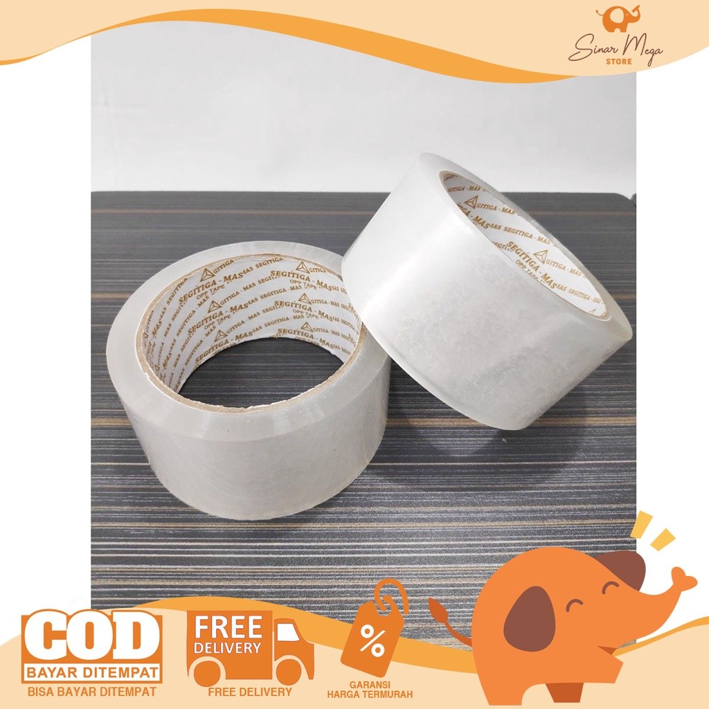 

Segitiga Mas Lakban OPP 48 x 90 Y / Tape Isolasi 48mm Murah Berkualitas Bening Coklat