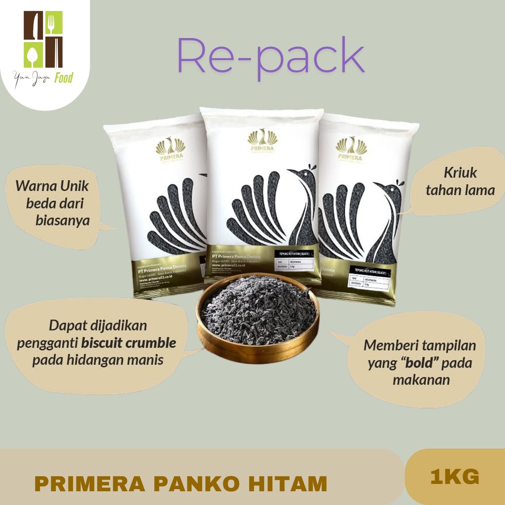 

Primera Panko Tepung Hitam / Tepung Roti Hitam / Kemasan Repack 500gr & 250gr