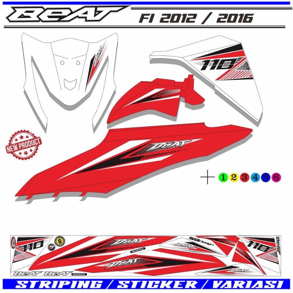 STIKER MOTOR VARIASI LIS HONDA BEAT FI 2014 / 2015 STIKER KEREN