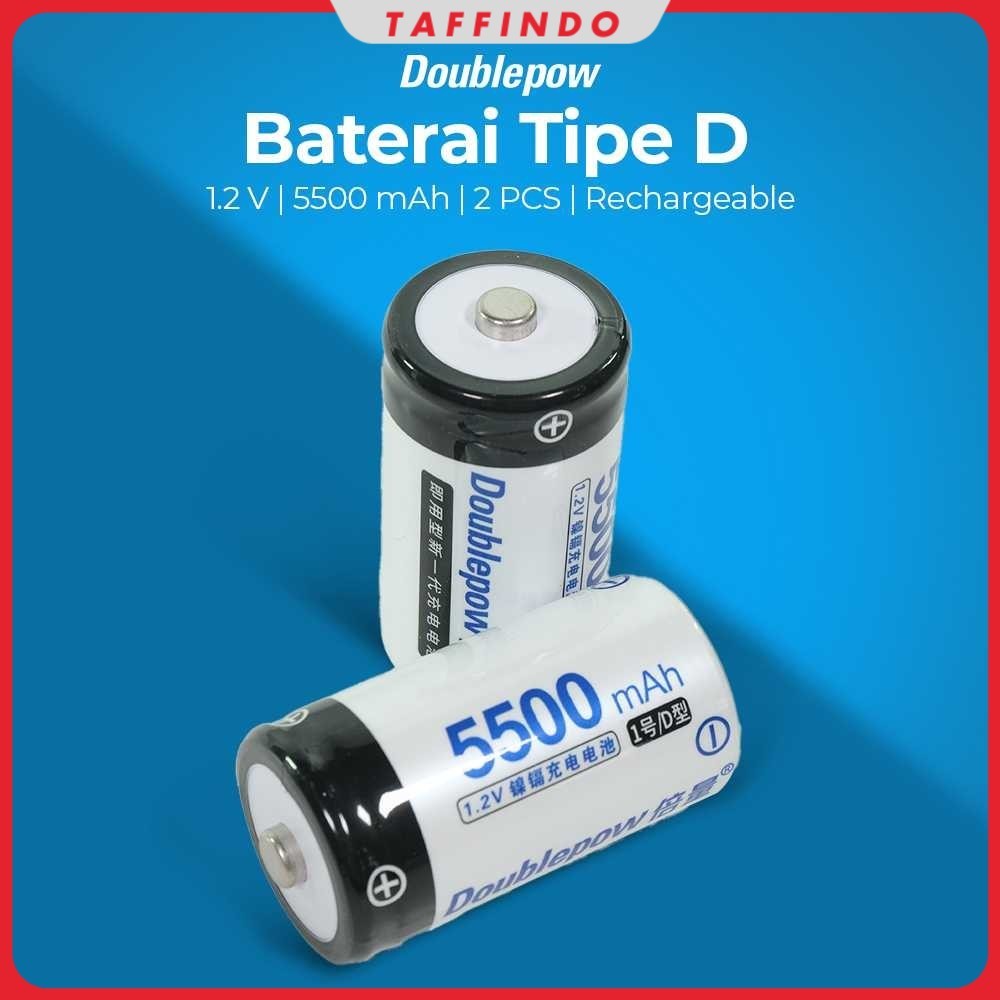 Doublepow Baterai Rechargeable D Ni-CD 1.2V 5500mAh 2 PCS