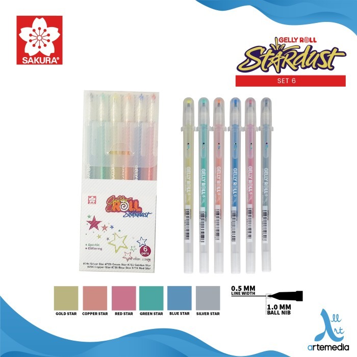 

[Best Seller] Pulpen Warna Sakura Gelly Roll Stardust Color Set Gel Pen Bolpen - STARDUST 6