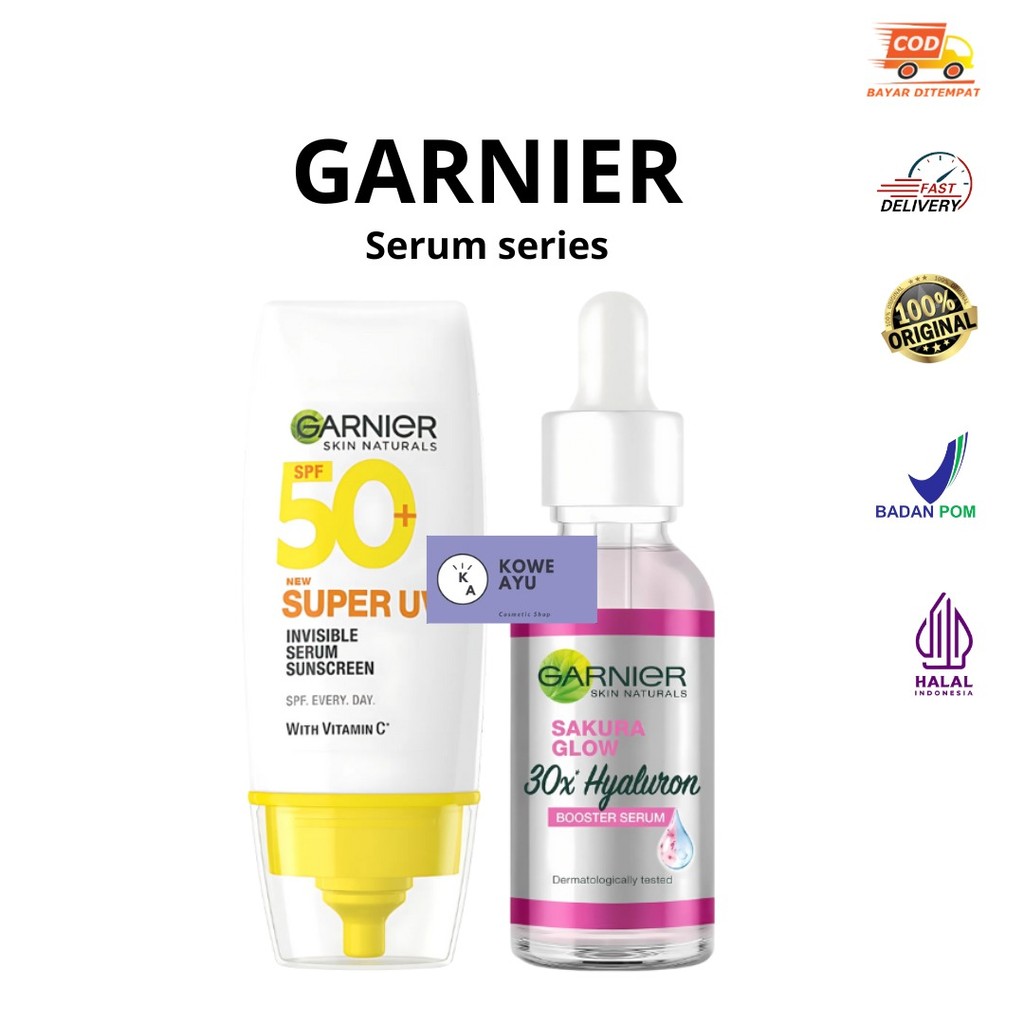 Garnier Serum Series | Sakura Glow 30x Hyaluron Booster Serum | SPF 50+ Super UV Serum Sunscreen
