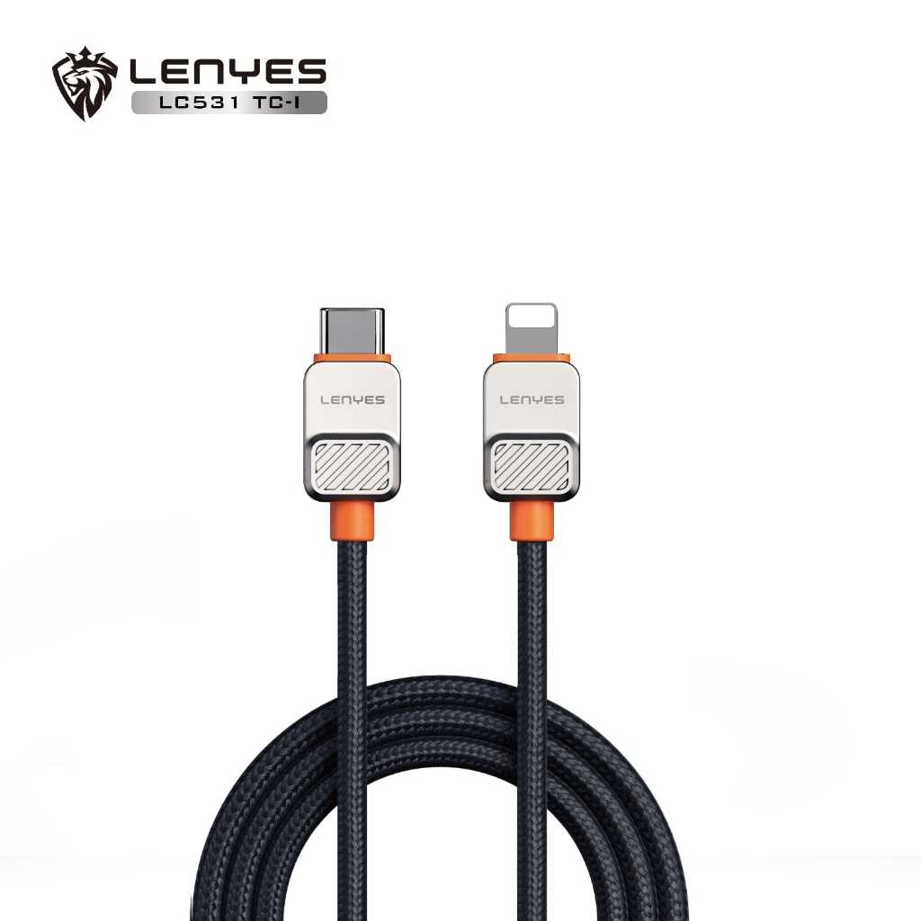 Cable Data LENYES LC531 Fast Charging 27W Lightning 60W Type C Charger Nylon Kabel Data Braided 1 Meter