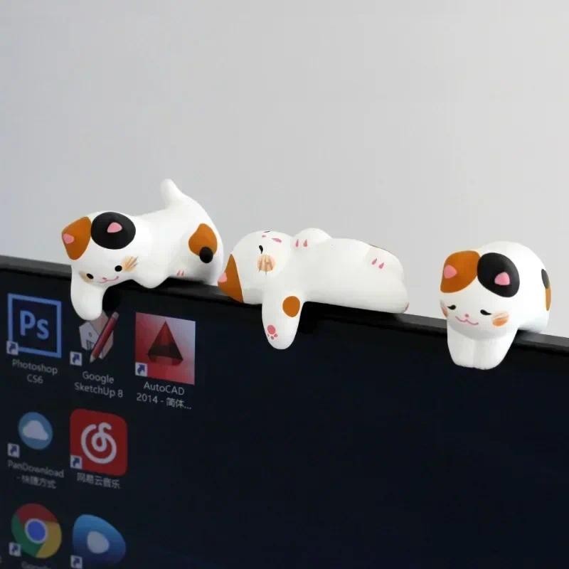 

Computer Screen Monitor Small Ornaments Desktop Doll Cat Rabbit Home Decor Lucky Cat Figurine Home Accessories Kawaii
